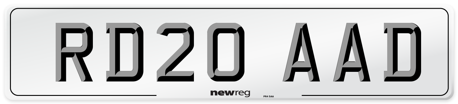 RD20 AAD Number Plate from New Reg